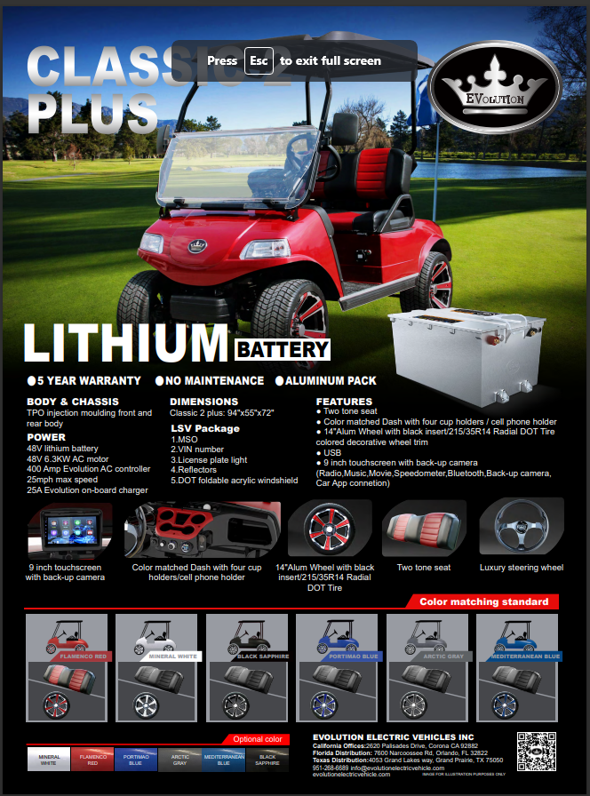 Evolution Golf Cart Elite Custom Golf Carts LLC