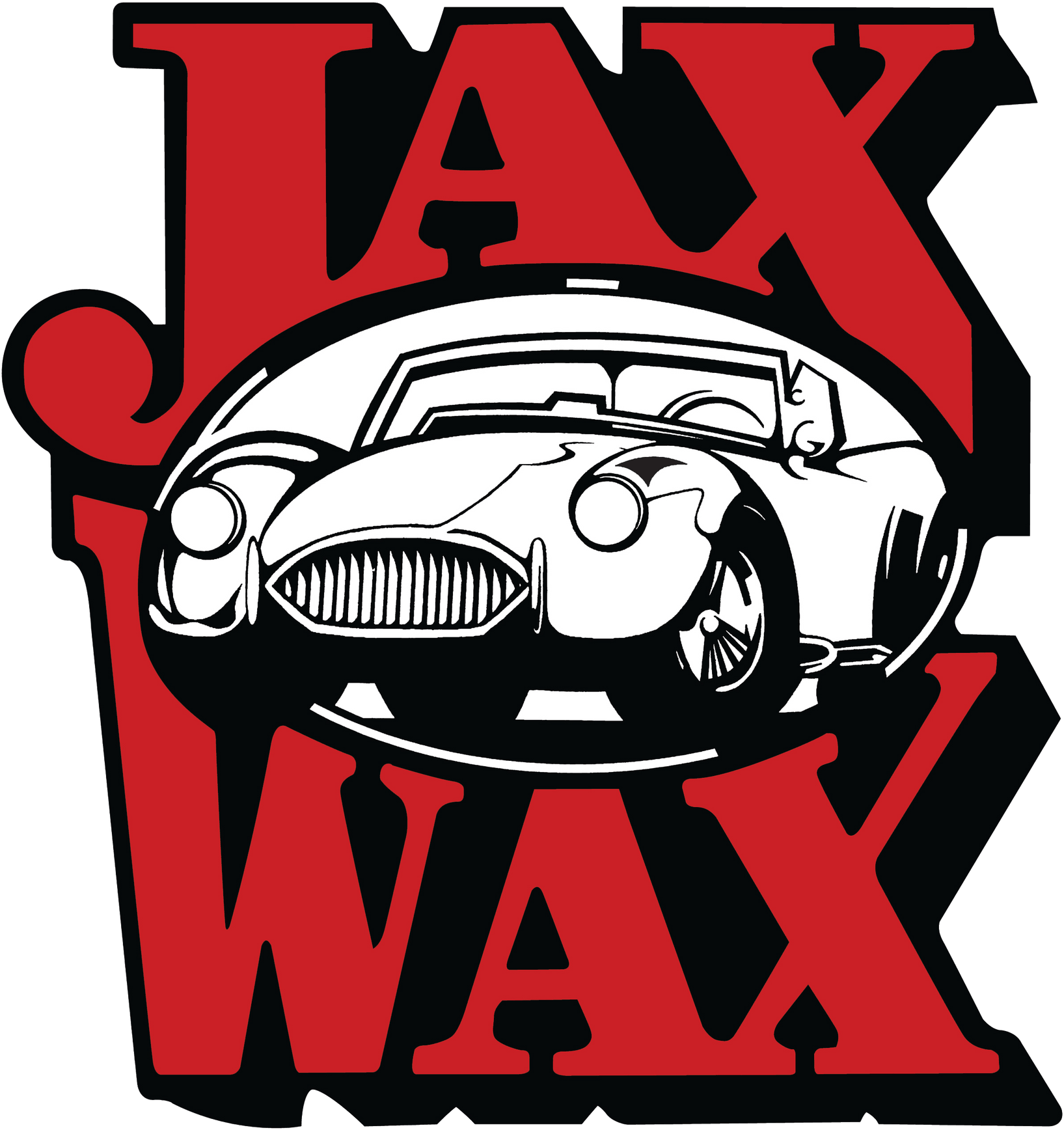 Tax Wax logo: red text over a car illustration.