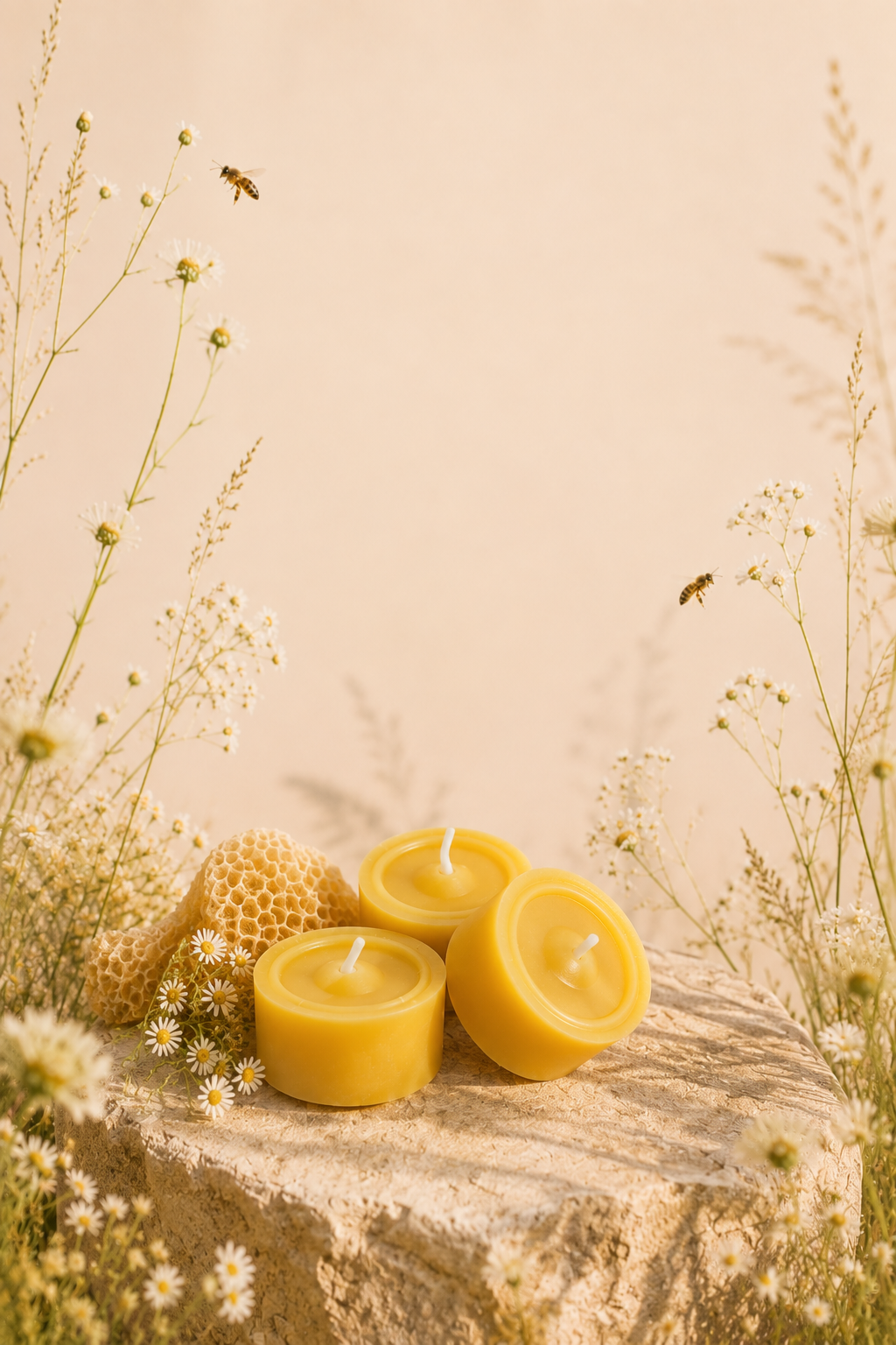 Teelicht aus reinem Bienenwachs