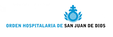 Logotipo de la Orden Hospitalaria de San Juan de Dios; emblema azul con texto debajo.