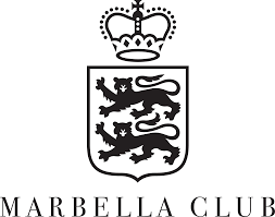 Logotipo del Marbella Club: escudo con dos leones, corona encima, texto 