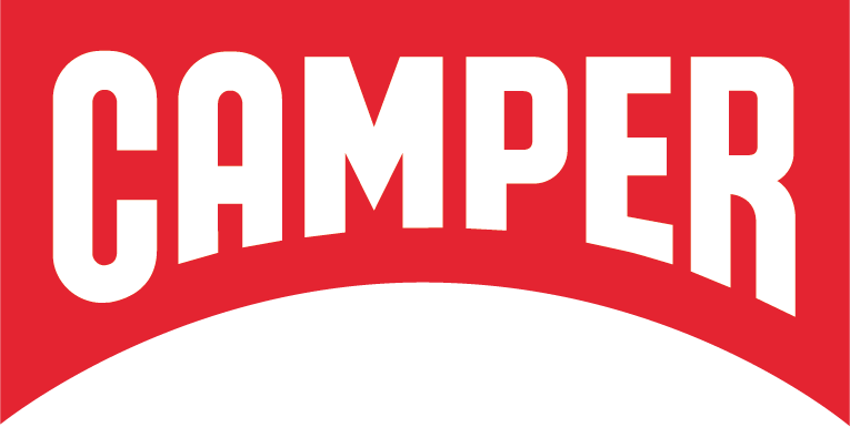 Logotipo de Camper: Texto blanco 