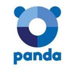 Logotipo de Panda: cabeza de panda azul con un círculo en el centro y la palabra 