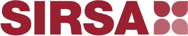 Logotipo de SIRSA en rojo. Dos columnas de dos círculos en diferentes tonos de rojo.