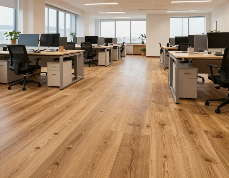 Commercial office with LVP flooring installed in Indianapolis