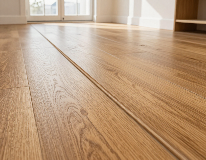 Hardwood, laminate and LVP flooring installation close-up