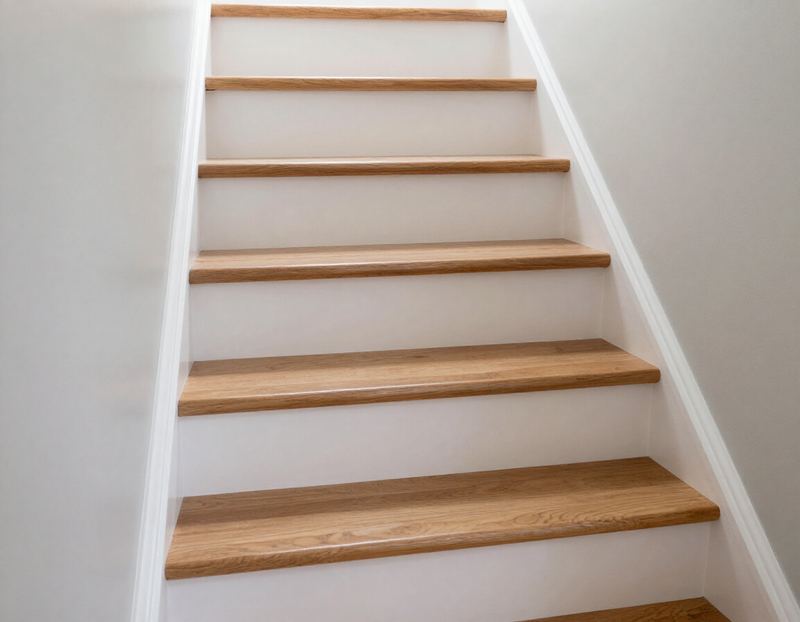 Hardwood stair treads, risers and trim installation