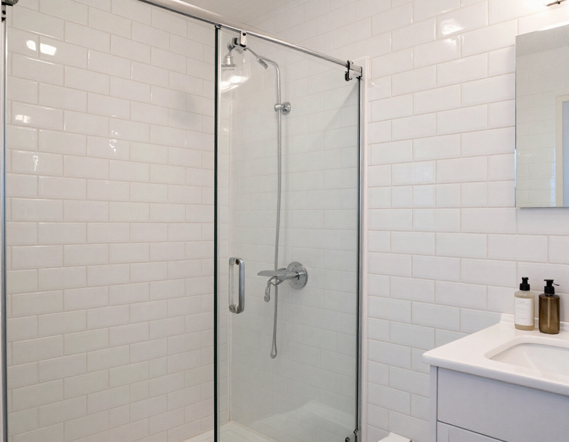 Tile backsplash and tile shower installation
