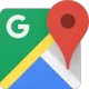Icono de la aplicación Google Maps con un marcador de ubicación rojo sobre un fondo de mapa multicolor.