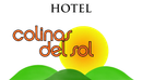 Logotipo del hotel con la inscripción “Colinas del Sol” en color naranja sobre un sol amarillo y colinas verdes.