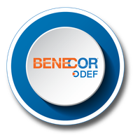 Logo: BENECCOR in orange and white on a white circle with blue border. 