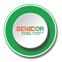 Logo for Benecor Fuel Engineered Systems: green circle with white inner circle, text in orange and green.