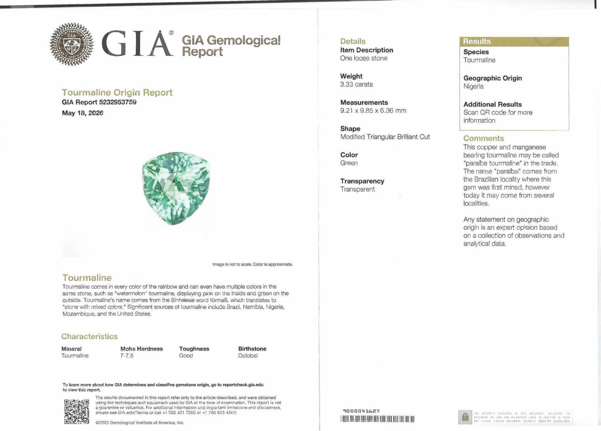 GIA Report Paraiba