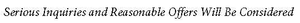 Text reads: “Serious Inquiries and Reasonable Offers Will Be Considered.”