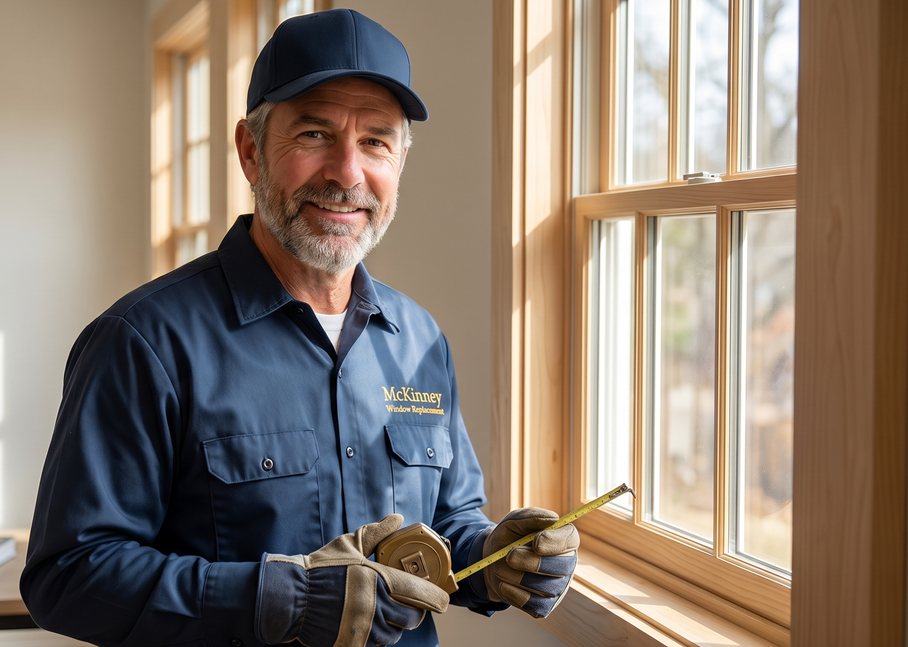 Workers fitting Low-E glass windows for improved thermal efficiency