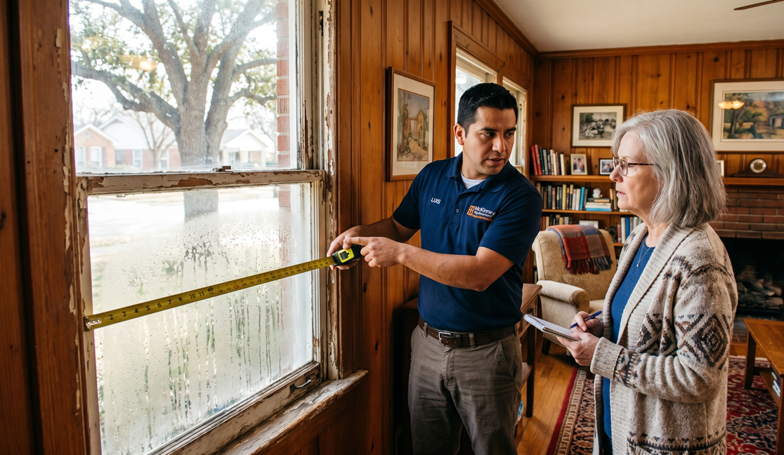Vinyl replacement windows installed on McKinney Texas home exterior