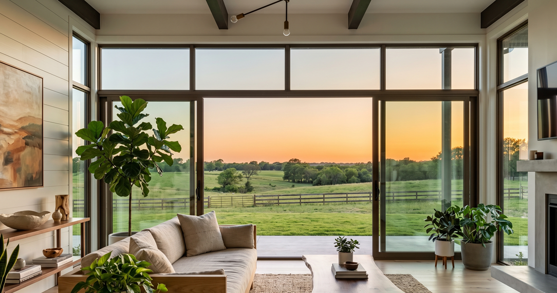 Home exterior showing upgraded windows reducing heat loss and drafts