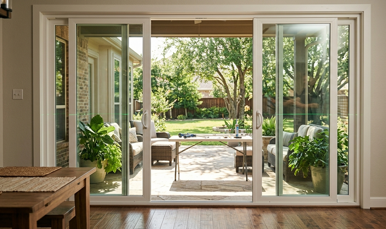 Patio door installation completed at a modern McKinney home