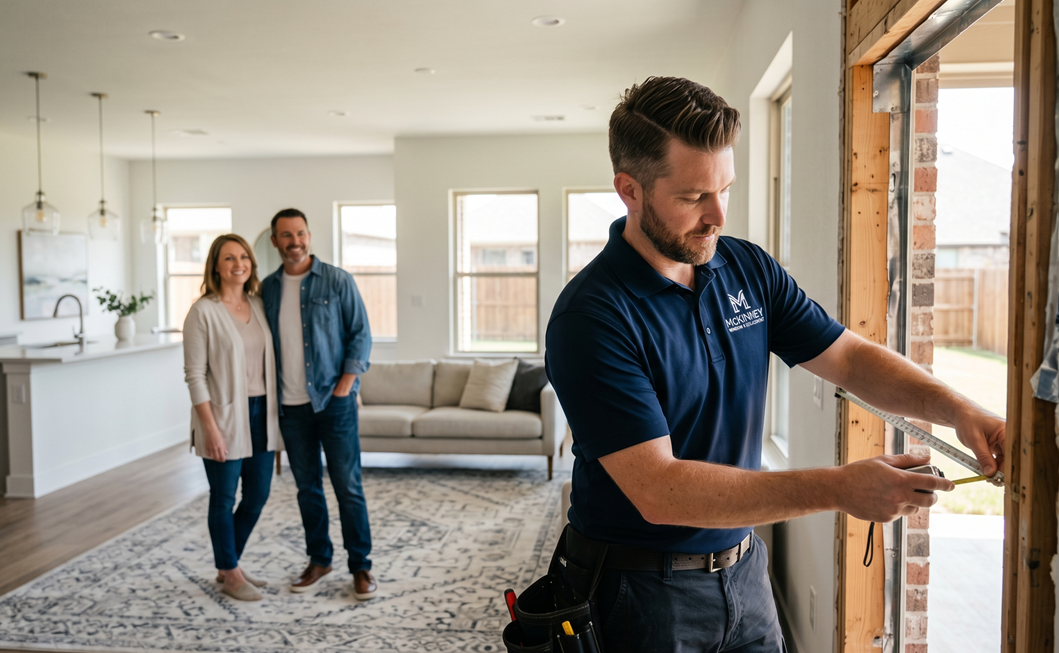 Professional French door installation at a residential home