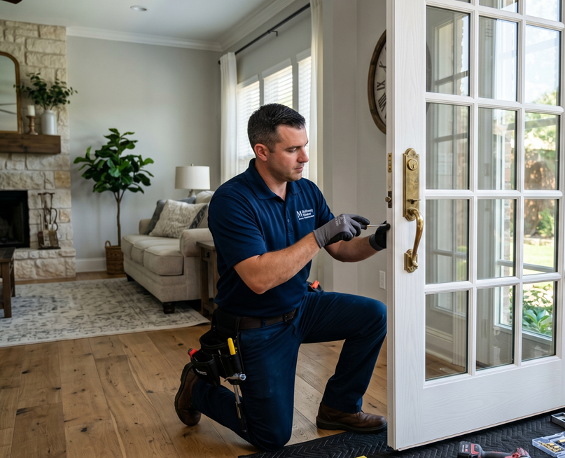 Exterior French doors replacing an older patio entrance