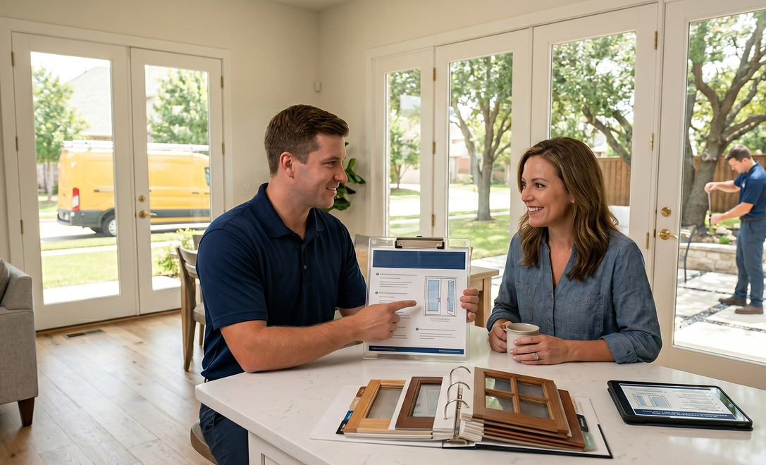 McKinney Texas home receiving new double pane window installation