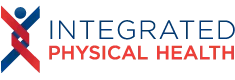 The logo for integrated physical health is red , white and blue.