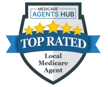 Medicare Agents Hub badge with five gold stars and “Top Rated Local Medicare Agent” text