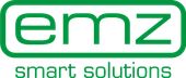 Logo vert avec les lettres &laquo; emz &raquo; dans un rectangle arrondi, en dessous on peut lire &laquo; smart solutions &raquo;.