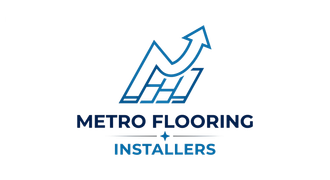 Metro Flooring Installers logo with blue upward arrow and stylized floor tiles