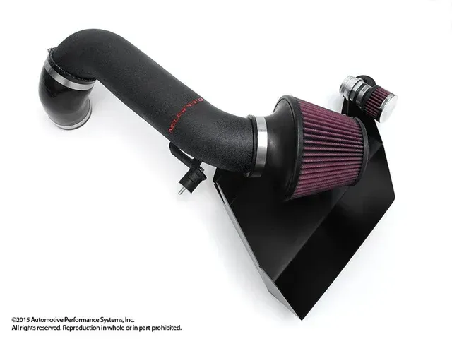 A black air intake with a red filter attached to it | Griffin Motorwerke