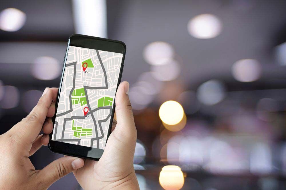GPS Map To Route Destination With Gps Icons