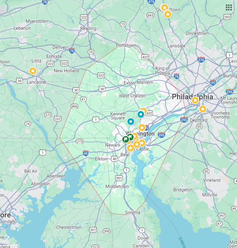 a map of philadelphia and the surrounding area
