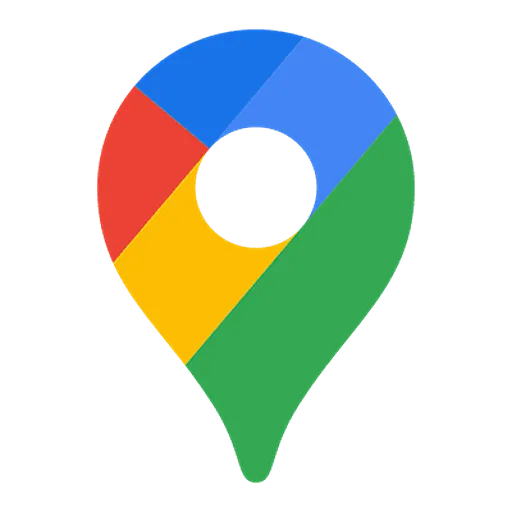 Google Maps location pin logo in red, blue, green, and yellow with a white center