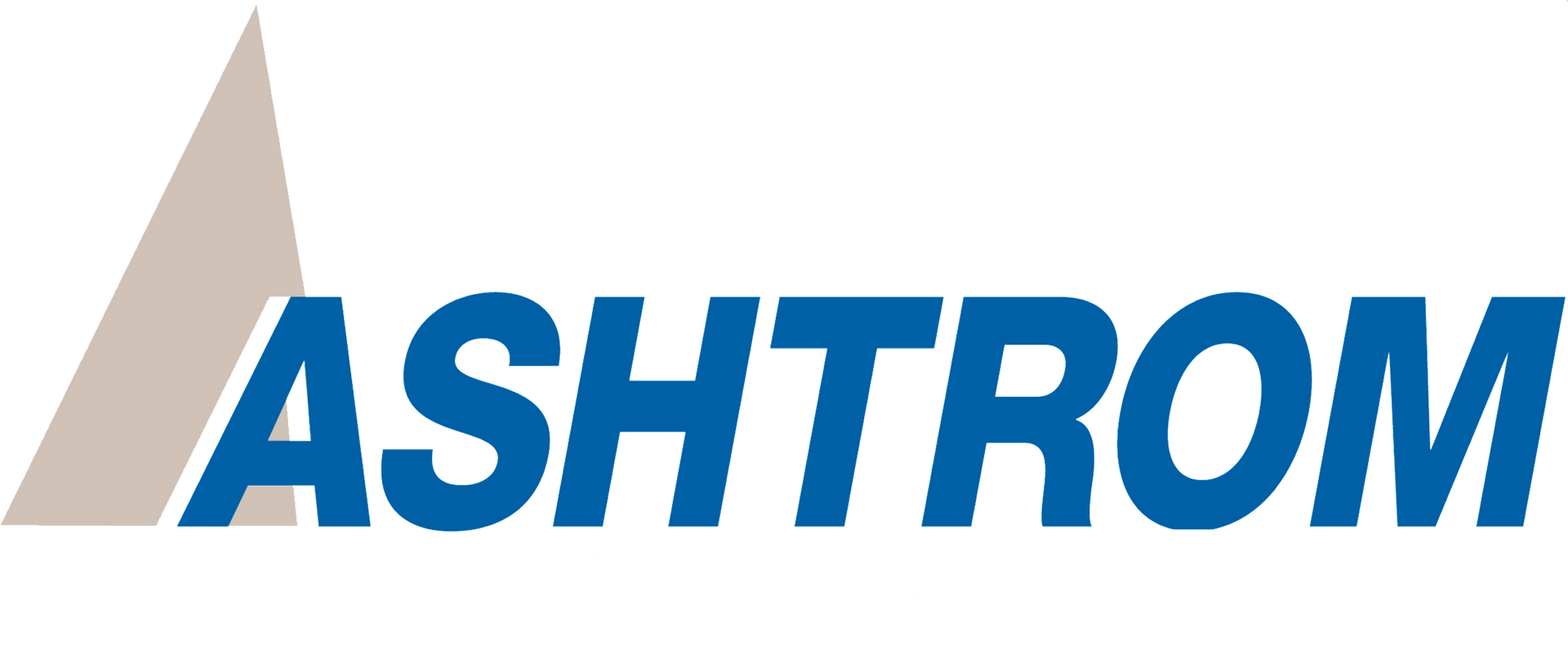 ASHTROM logo in blue and beige on a white background