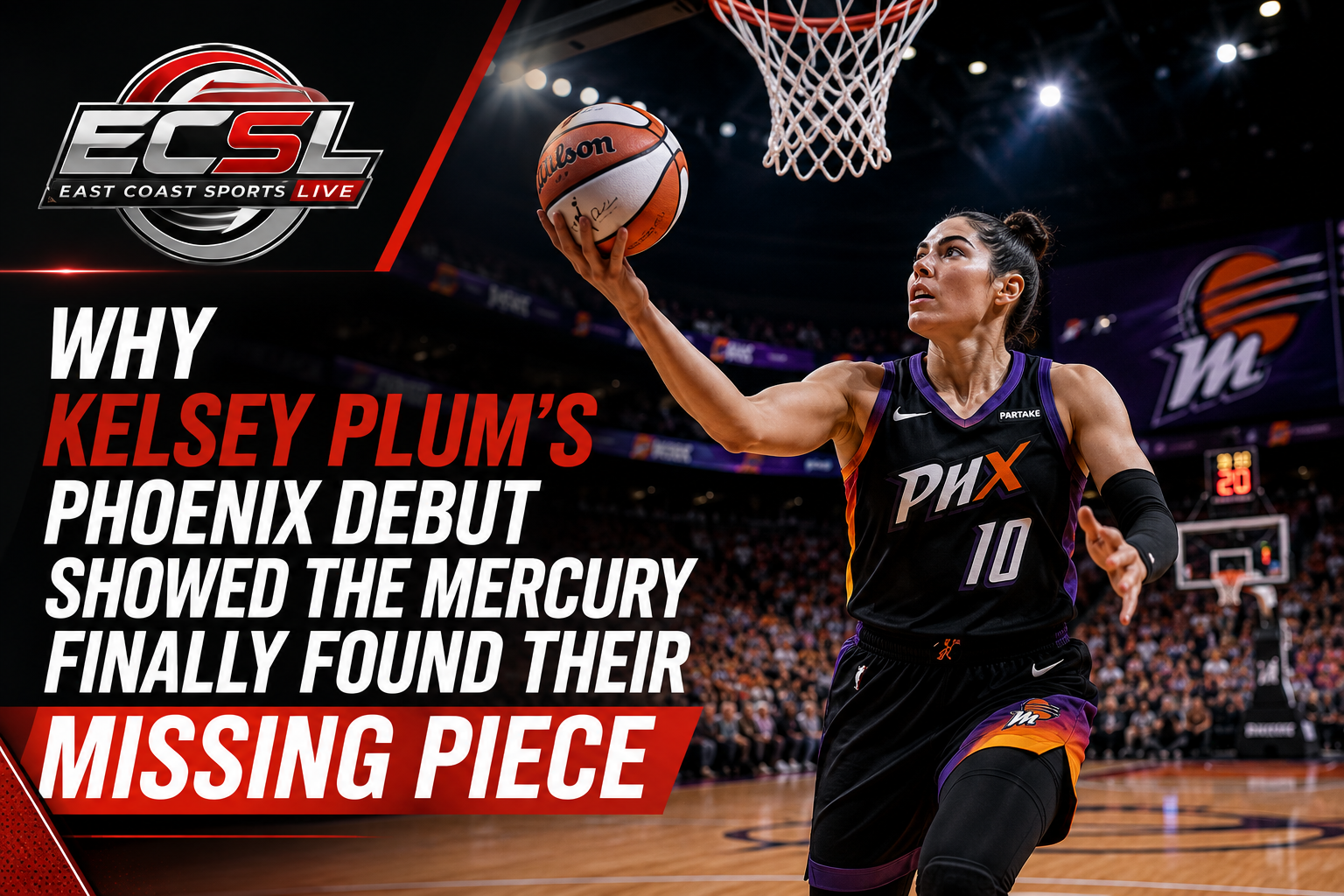 Phoenix Mercury player driving to the basket under the rim