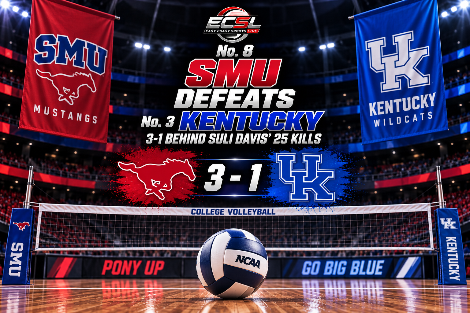 Volleyball players and team's logo and score