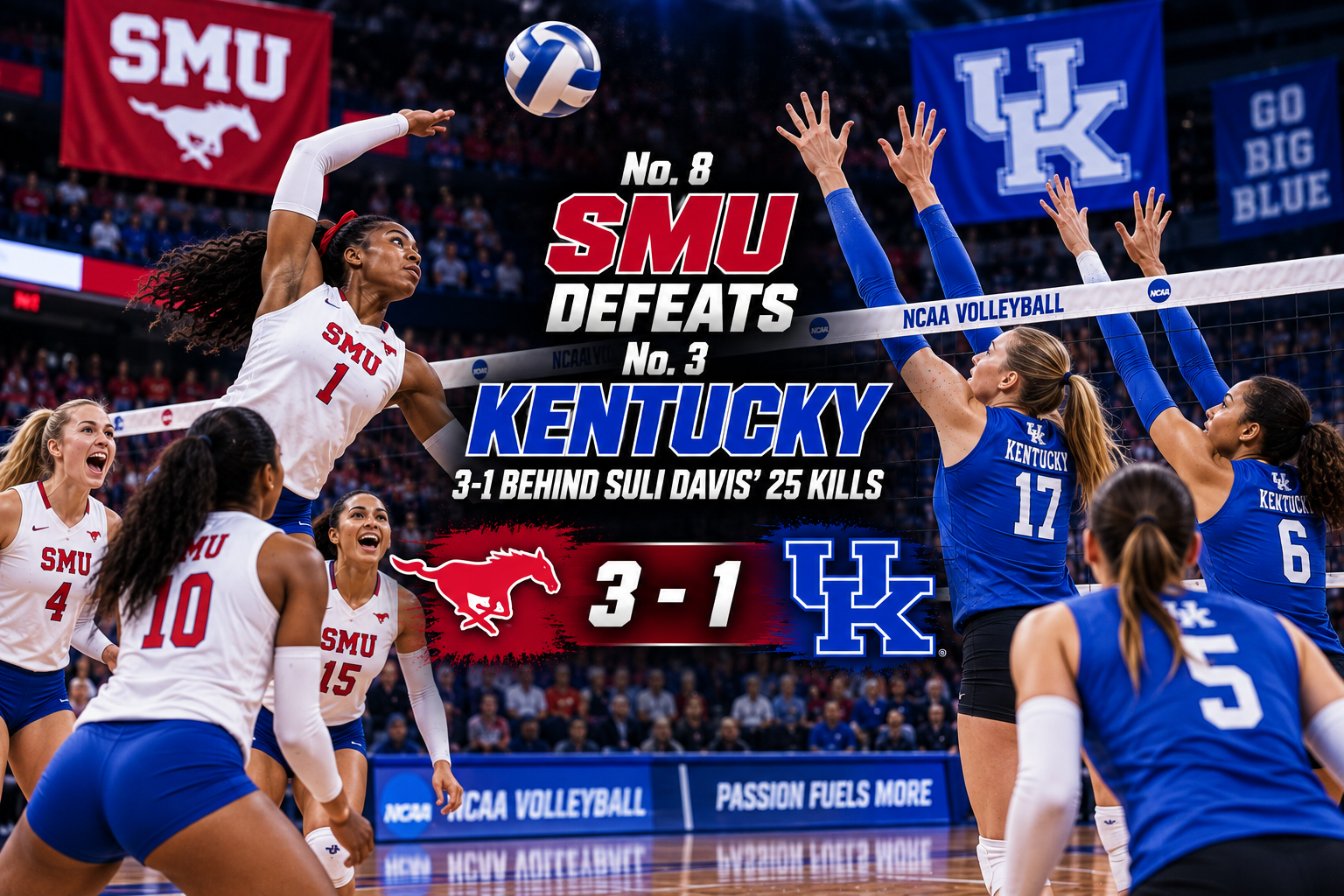 Volleyball players and team's logo and score
