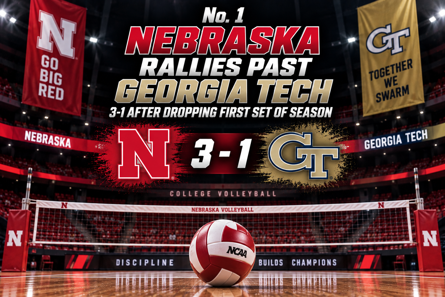 Volleyball team's logo and score