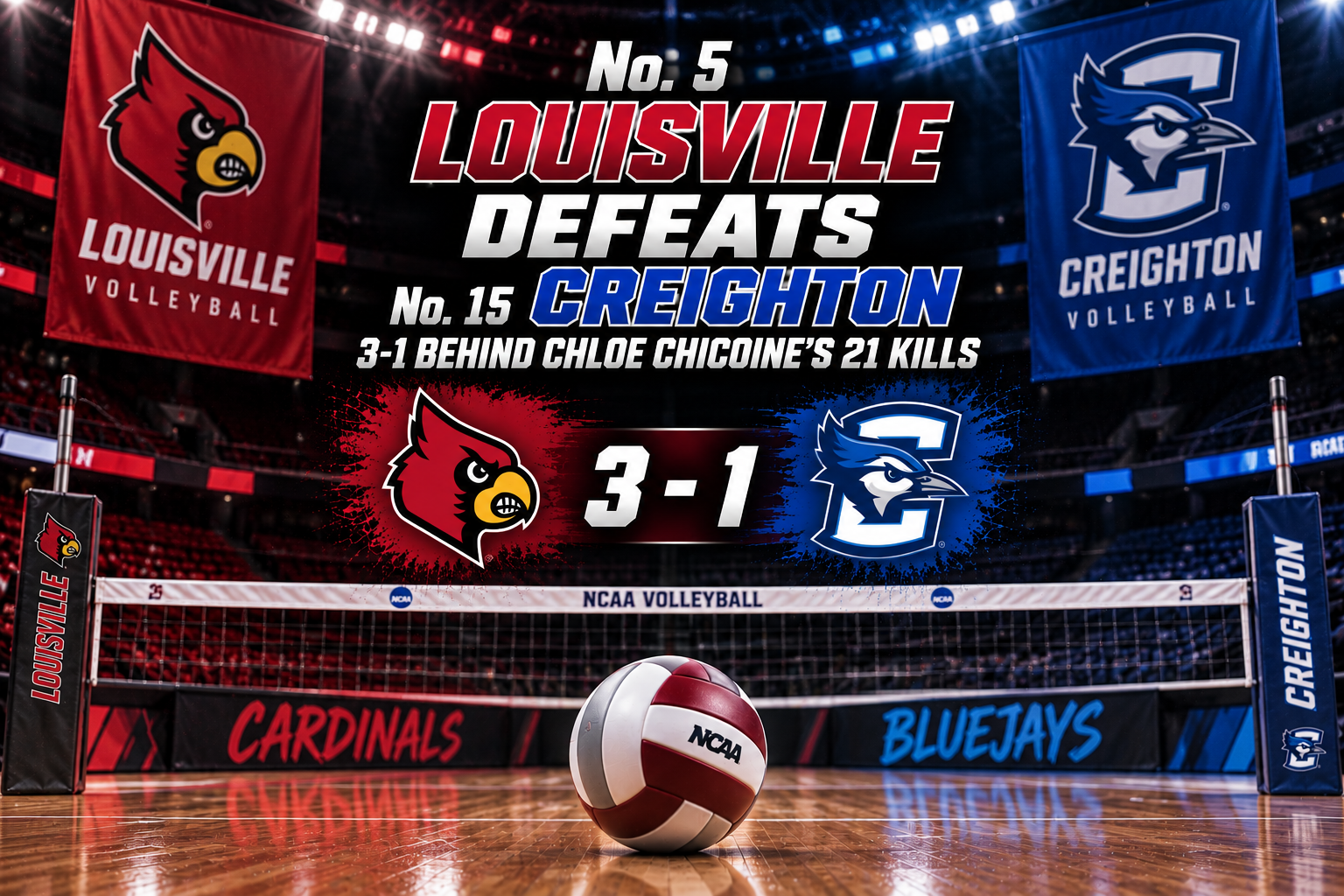 volleyball team's logo and score