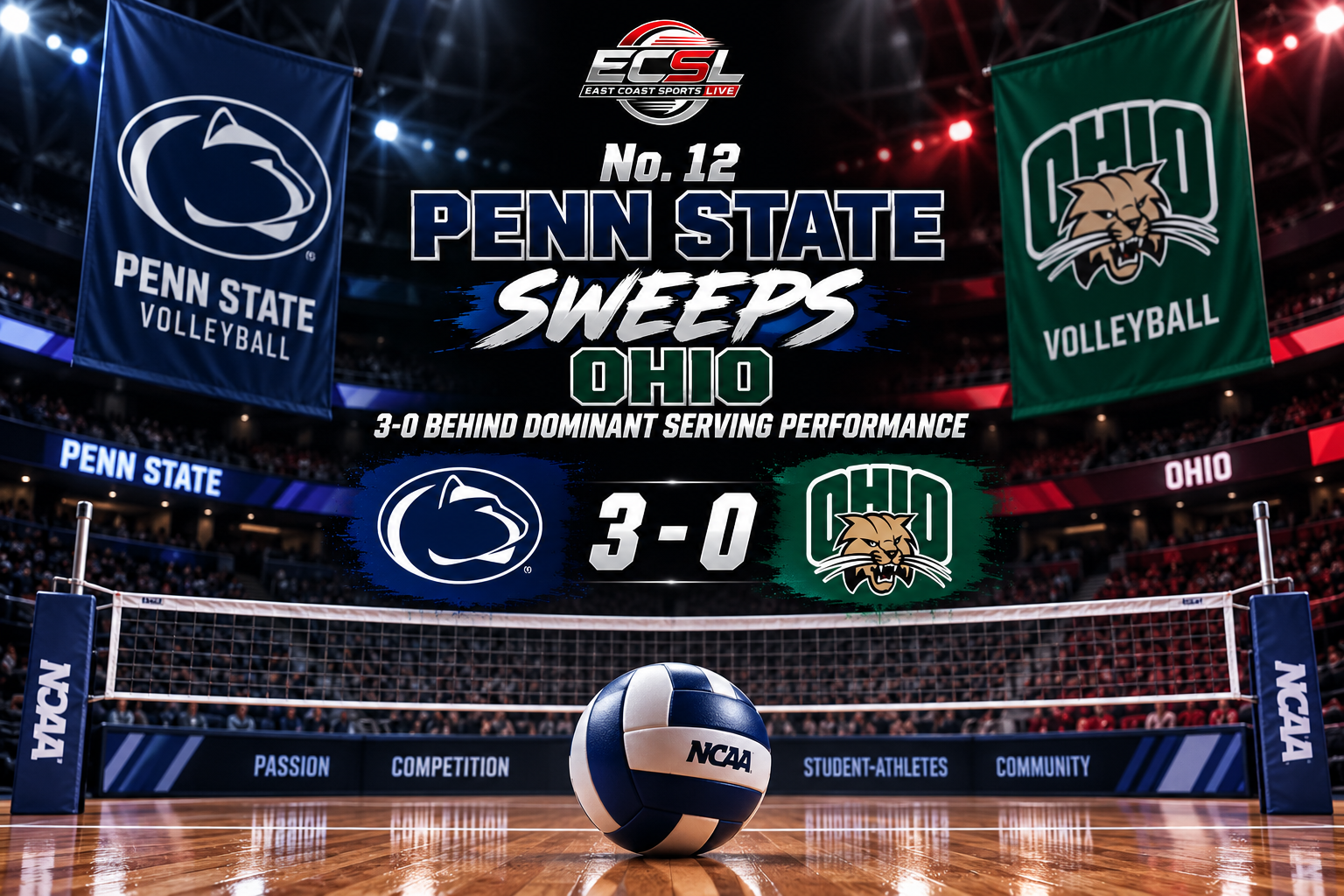 Volleyball team's logo and score