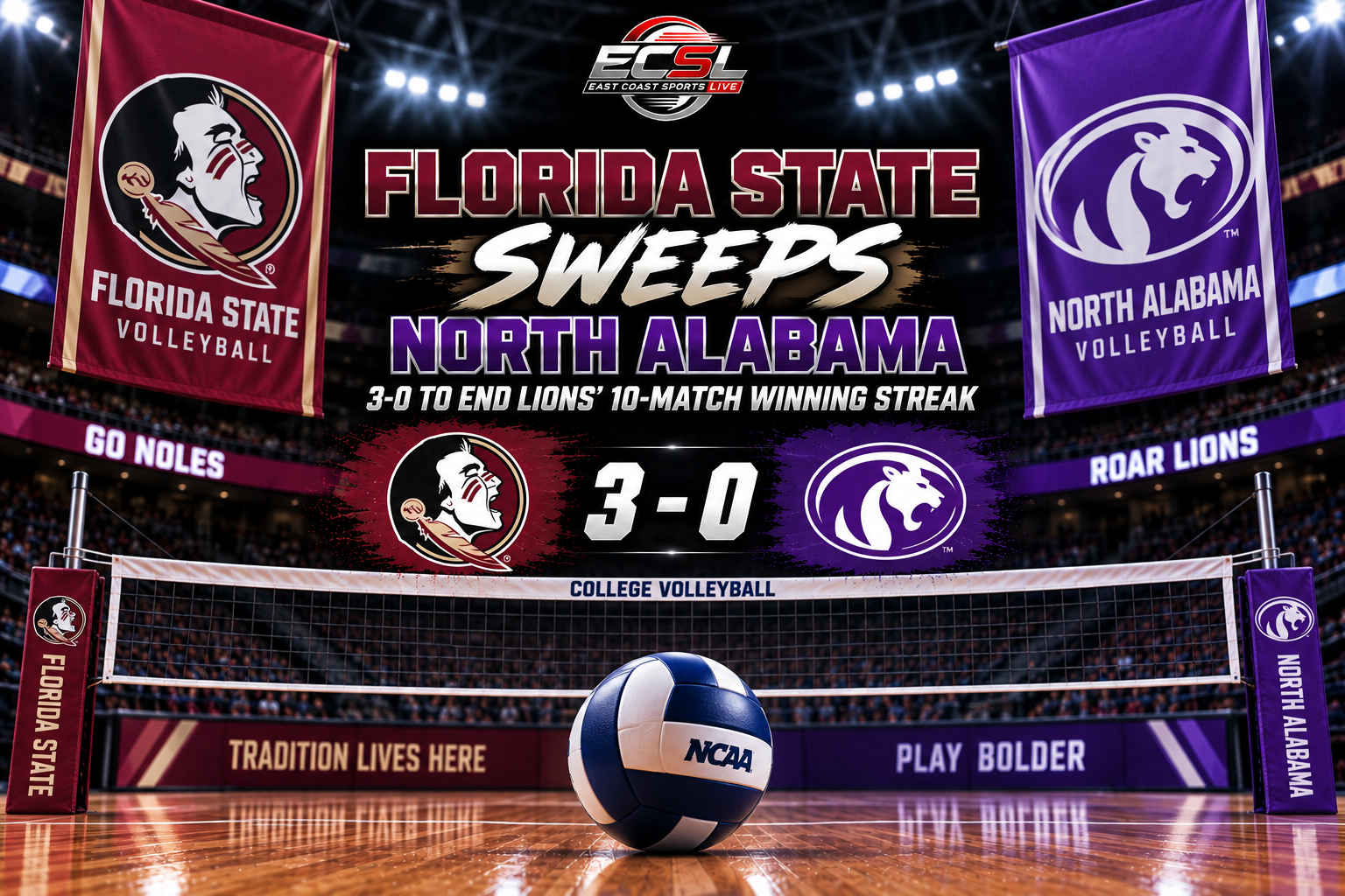 Volleyball team's logo and score