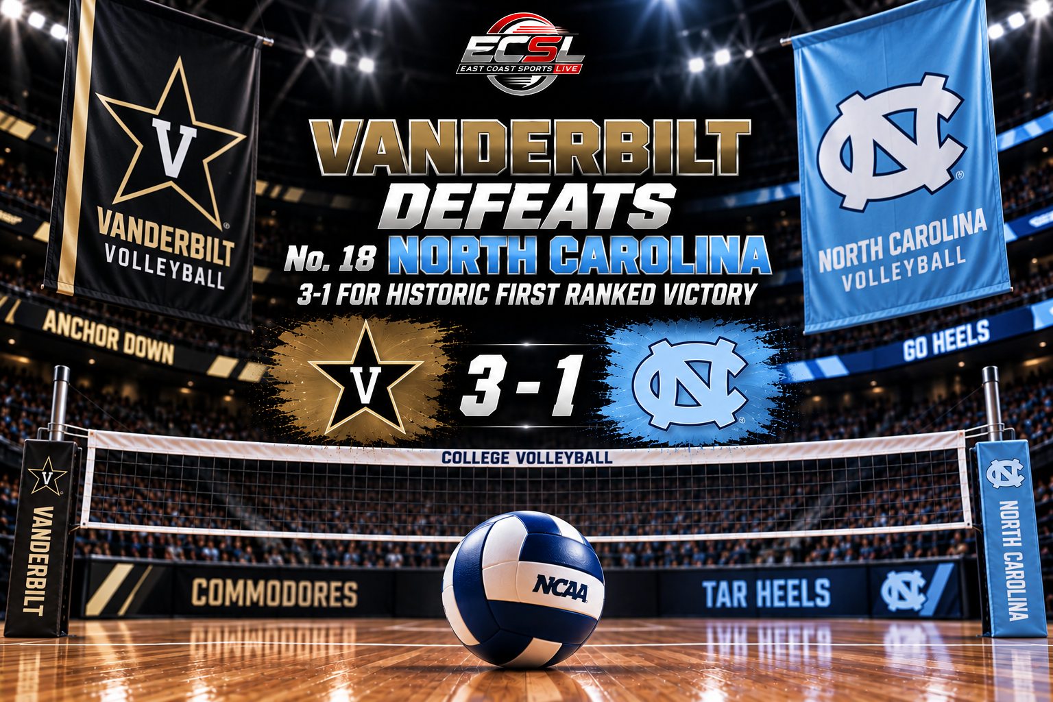 volleyball team's logo and score
