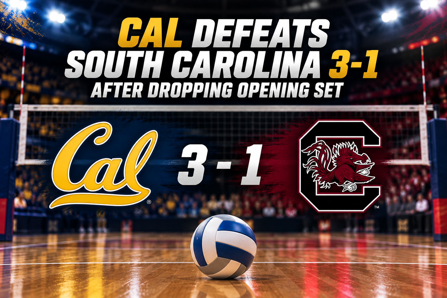 volleyball team's logo and score