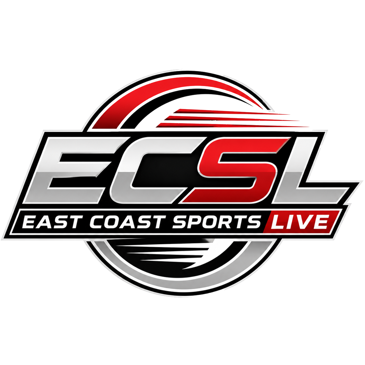 A logo for east coast sports live with a lion on it