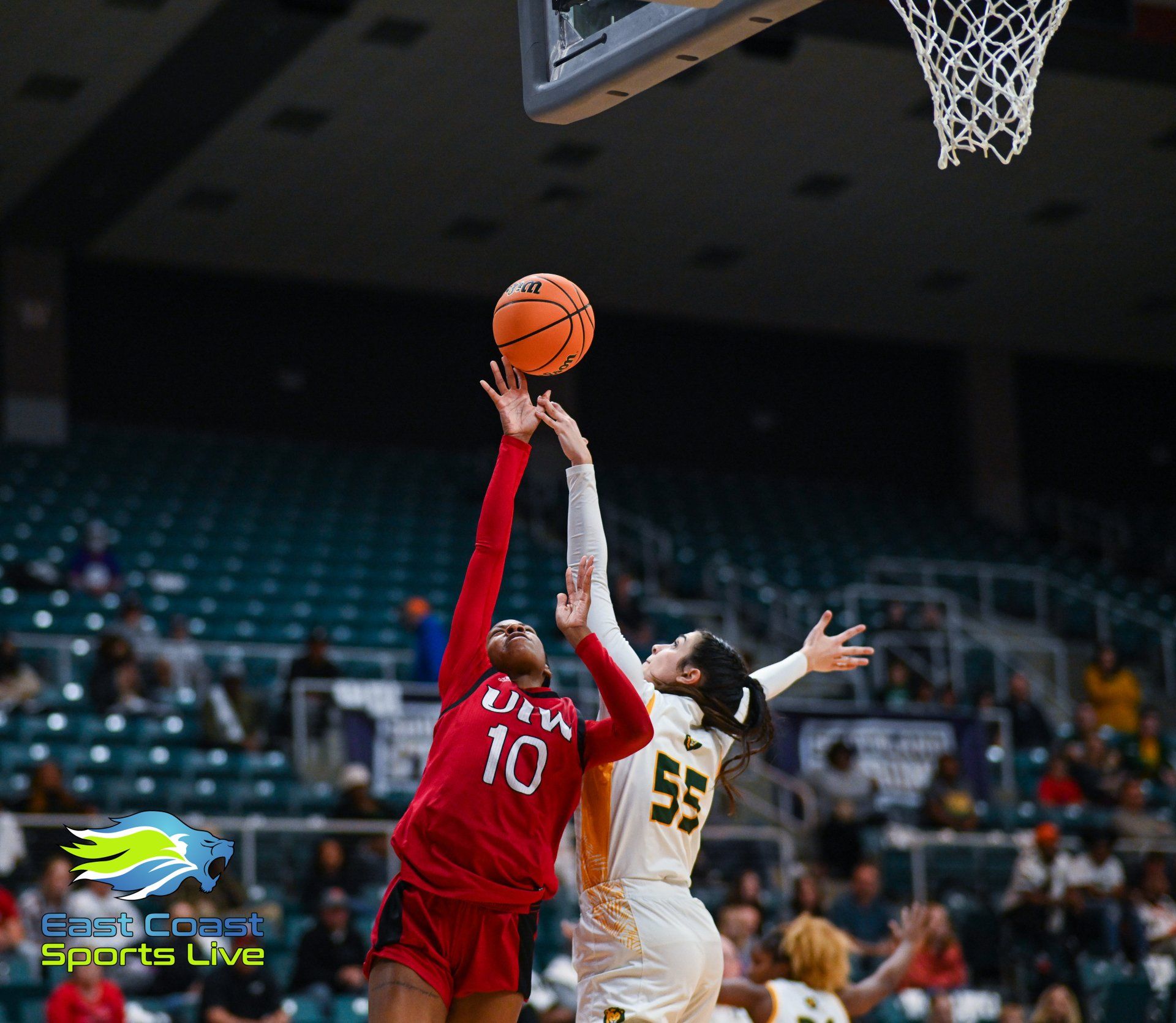 A basketball player in a red jersey with the number 10 on it