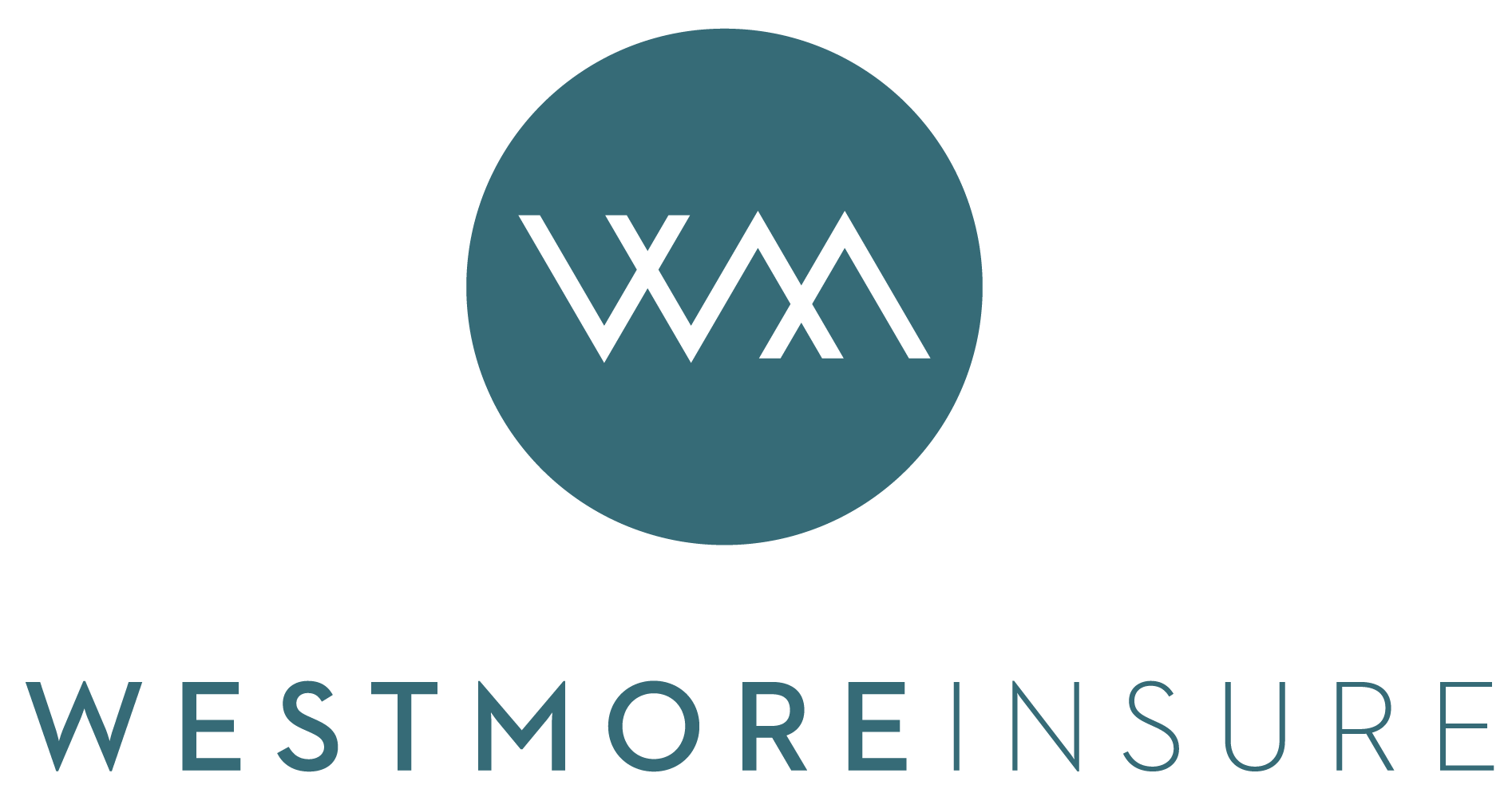 Logo for Westmore Insure. Features a teal circle with a white 
