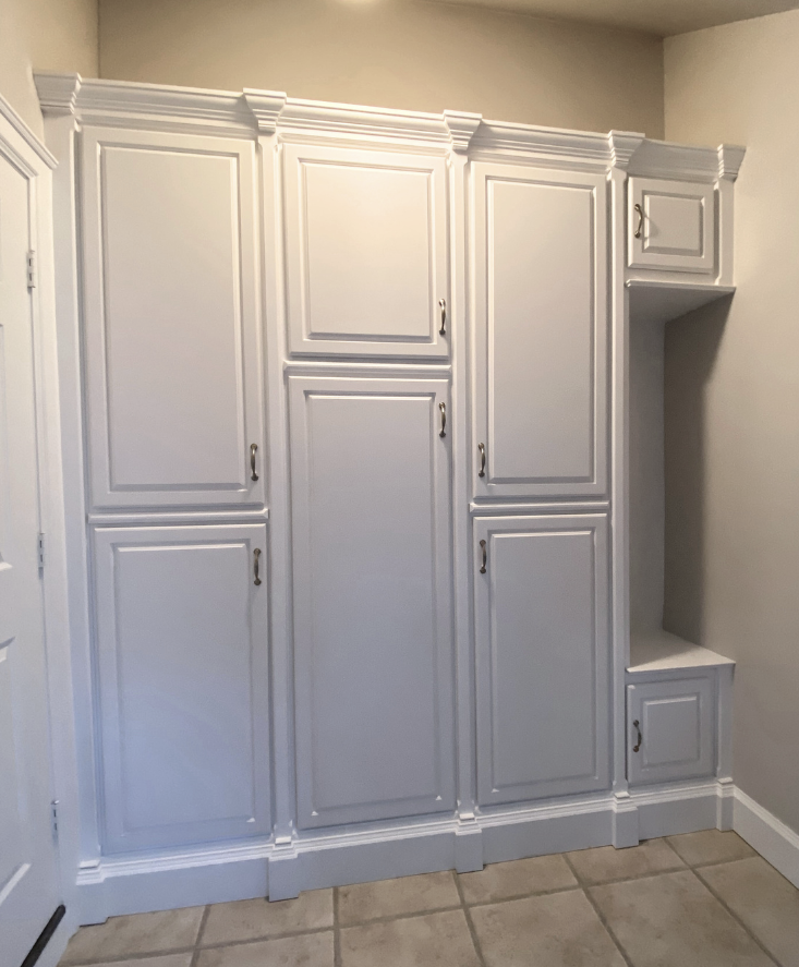 Entry way wall cabinets and coat rack