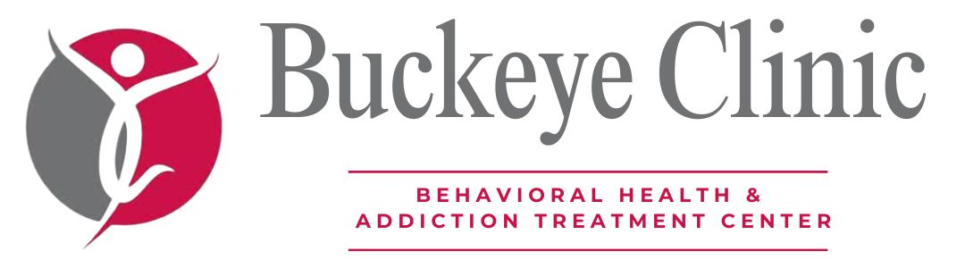 Buckeye Clinic logo with red icon and text for Behavioral Health & Addiction Treatment Center