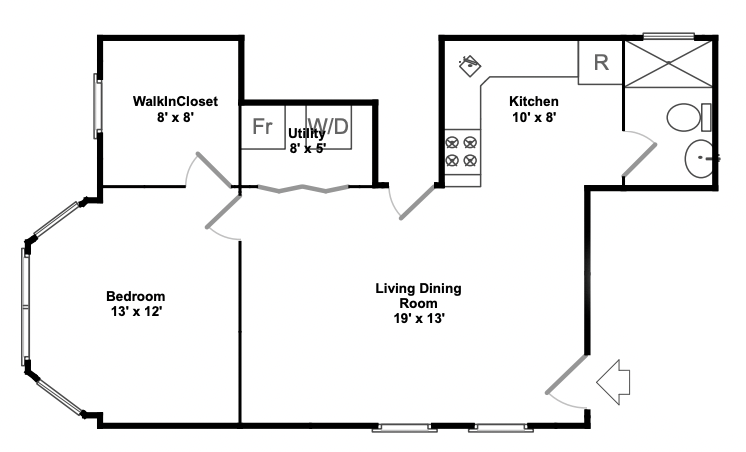 Unit #1R Floor Plan