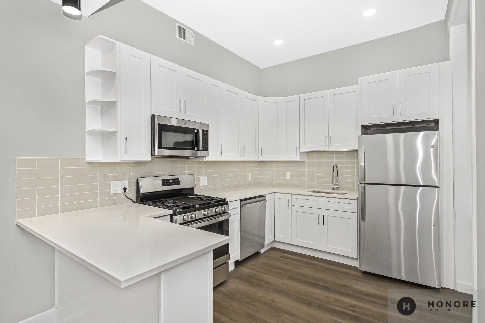 St Benedict Flats white cabinetry full kitchen
